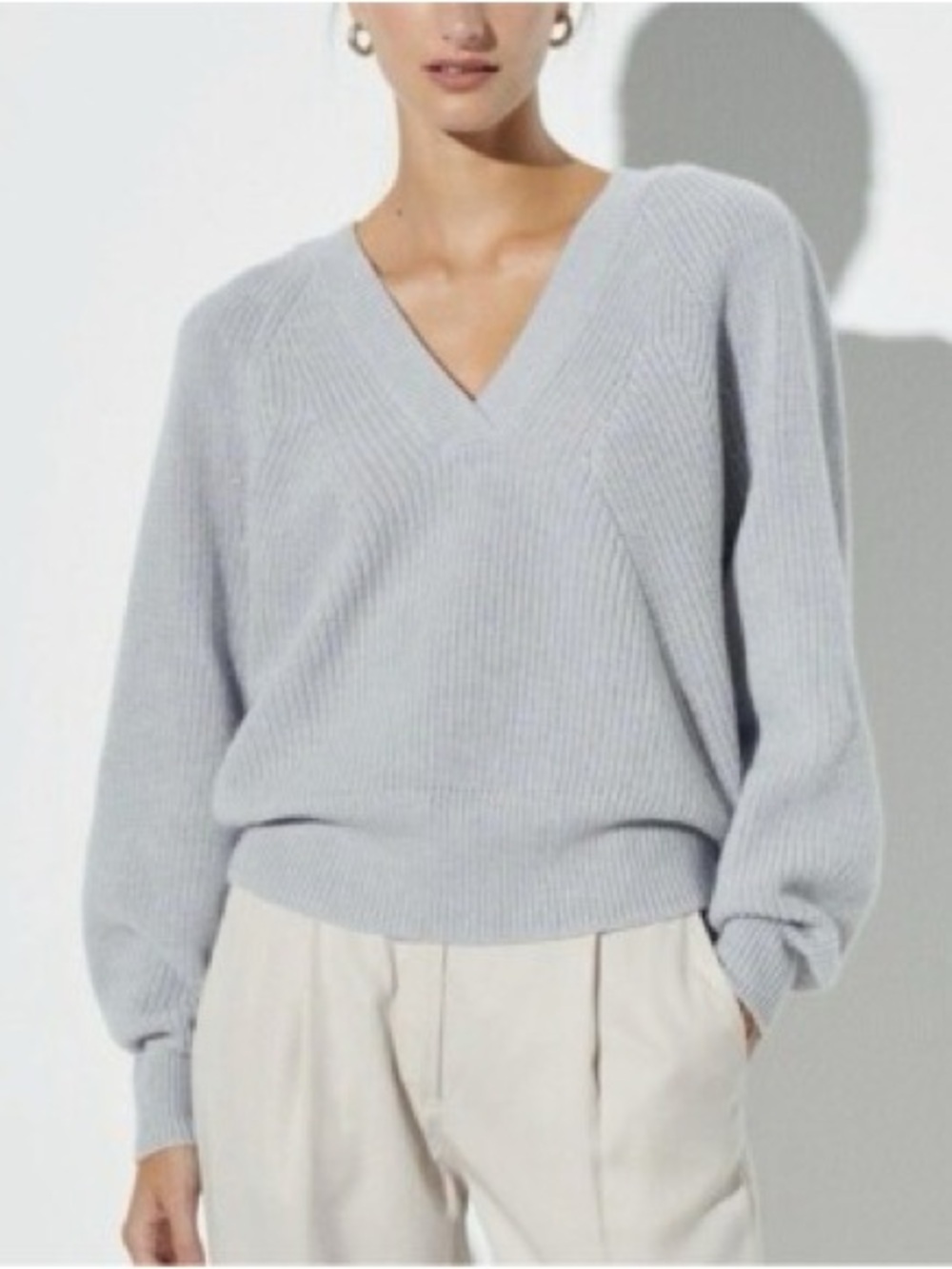The Reset R Label Wool Gray Must Have V-Neck Sweater | XS